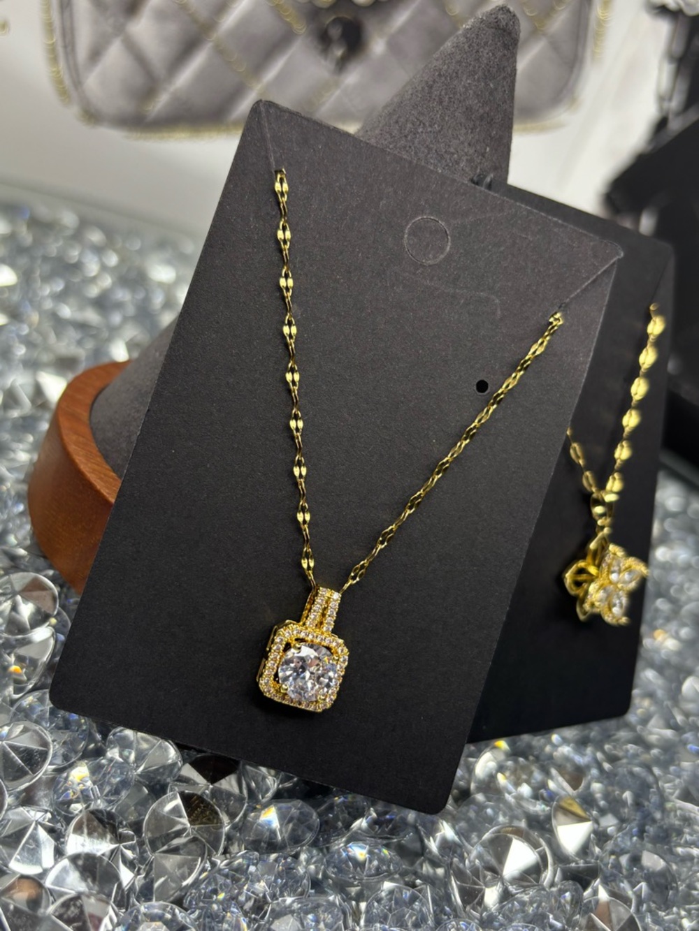 Gold-Tone Cubic Zirconia Pendant Necklaces (2) - Picture 3 of 8